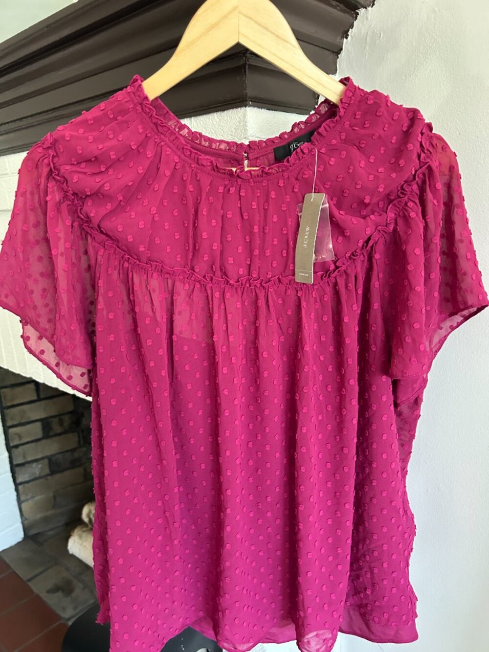 J. Crew Pink/Purple Toned Short Sleeve Blouse Size Large NWT